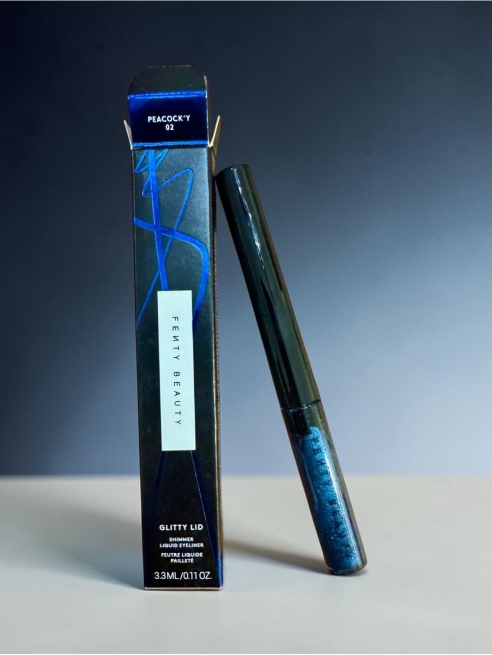 FENTY BEAUTY GLITTY LID Blue Shimmer Liquid Eyeliner 02 PEACOCK'Y